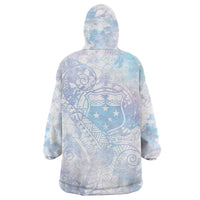 Samoa White Sunday Wearable Blanket Hoodie Sweet Pastel Plumeria Floral