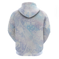 Samoa White Sunday Zip Hoodie Sweet Pastel Plumeria Floral