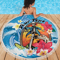 Personalized Aloha Hawaii Skeleton Surfing Beach Blanket Tribal Shark Plumeria LT01 - Polynesian Pride