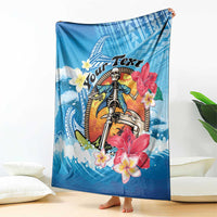 Personalized Aloha Hawaii Skeleton Surfing Blanket Tribal Shark Plumeria LT01 - Polynesian Pride