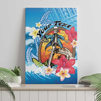 Personalized Aloha Hawaii Skeleton Surfing Canvas Wall Art Tribal Shark Plumeria LT01 - Polynesian Pride