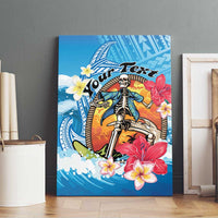 Personalized Aloha Hawaii Skeleton Surfing Canvas Wall Art Tribal Shark Plumeria LT01 - Polynesian Pride