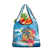 Aloha Hawaii Skeleton Surfing Grocery Bag Tribal Shark Plumeria LT01 1-pack One Size Blue - Polynesian Pride