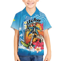 Personalized Aloha Hawaii Skeleton Surfing Hawaiian Shirt Tribal Shark Plumeria LT01 - Polynesian Pride