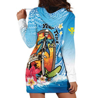 Personalized Aloha Hawaii Skeleton Surfing Hoodie Dress Tribal Shark Plumeria LT01 - Polynesian Pride