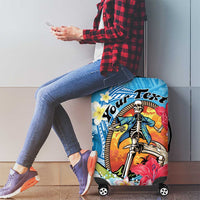 Personalized Aloha Hawaii Skeleton Surfing Luggage Cover Tribal Shark Plumeria