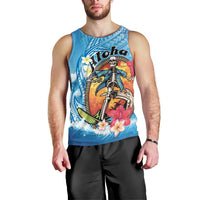 Personalized Aloha Hawaii Skeleton Surfing Men Tank Top Tribal Shark Plumeria LT01 - Polynesian Pride