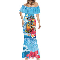 Personalized Aloha Hawaii Skeleton Surfing Mermaid Dress Tribal Shark Plumeria