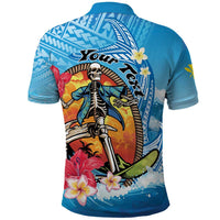 Personalized Aloha Hawaii Skeleton Surfing Polo Shirt Tribal Shark Plumeria LT01 - Polynesian Pride