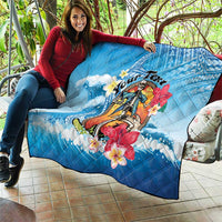Personalized Aloha Hawaii Skeleton Surfing Quilt Tribal Shark Plumeria