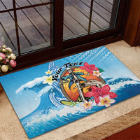 Personalized Aloha Hawaii Skeleton Surfing Rubber Doormat Tribal Shark Plumeria LT01 - Polynesian Pride