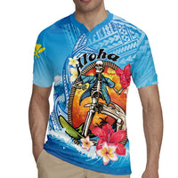 Personalized Aloha Hawaii Skeleton Surfing Rugby Jersey Tribal Shark Plumeria