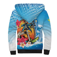 Personalized Aloha Hawaii Skeleton Surfing Sherpa Hoodie Tribal Shark Plumeria LT01 - Polynesian Pride
