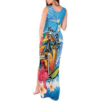 Personalized Aloha Hawaii Skeleton Surfing Tank Maxi Dress Tribal Shark Plumeria LT01 - Polynesian Pride