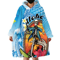 Personalized Aloha Hawaii Skeleton Surfing Wearable Blanket Hoodie Tribal Shark Plumeria LT01 - Polynesian Pride