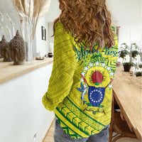 Kia Orana Cook Islands Women Casual Shirt Turtle Yellow Green Polynesian Pattern LT01 - Polynesian Pride