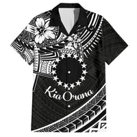 Kia Orana Cook Islands Hawaiian Shirt Circle Stars With Floral White Pattern LT01 Black - Polynesian Pride