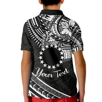 Kia Orana Cook Islands Kid Polo Shirt Circle Stars With Floral White Pattern LT01 - Polynesian Pride