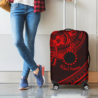 Kia Orana Cook Islands Luggage Cover Circle Stars With Floral Red Pattern LT01 - Polynesian Pride