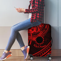 Kia Orana Cook Islands Luggage Cover Circle Stars With Floral Red Pattern LT01 - Polynesian Pride