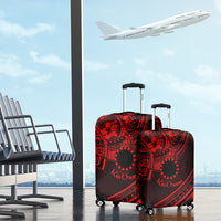 Kia Orana Cook Islands Luggage Cover Circle Stars With Floral Red Pattern LT01 - Polynesian Pride