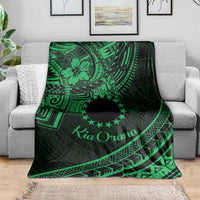 Kia Orana Cook Islands Blanket Circle Stars With Floral Green Pattern LT01 - Polynesian Pride