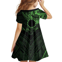 Kia Orana Cook Islands Family Matching Tank Maxi Dress and Hawaiian Shirt Circle Stars With Floral Green Pattern LT01 - Polynesian Pride