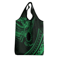 Kia Orana Cook Islands Grocery Bag Circle Stars With Floral Green Pattern LT01 - Polynesian Pride