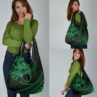 Kia Orana Cook Islands Grocery Bag Circle Stars With Floral Green Pattern LT01 - Polynesian Pride