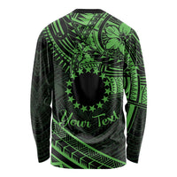 Kia Orana Cook Islands Long Sleeve Shirt Circle Stars With Floral Green Pattern LT01 - Polynesian Pride
