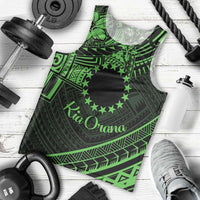 Kia Orana Cook Islands Men Tank Top Circle Stars With Floral Green Pattern LT01 - Polynesian Pride