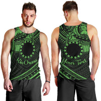 Kia Orana Cook Islands Men Tank Top Circle Stars With Floral Green Pattern LT01 - Polynesian Pride