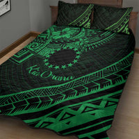 Kia Orana Cook Islands Quilt Bed Set Circle Stars With Floral Green Pattern LT01 - Polynesian Pride