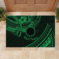 Kia Orana Cook Islands Rubber Doormat Circle Stars With Floral Green Pattern LT01 Green - Polynesian Pride