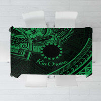 Kia Orana Cook Islands Tablecloth Circle Stars With Floral Green Pattern LT01 Green - Polynesian Pride