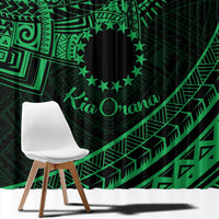 Kia Orana Cook Islands Window Curtain Circle Stars With Floral Green Pattern LT01