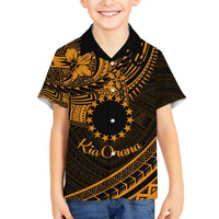 Kia Orana Cook Islands Hawaiian Shirt Circle Stars With Floral Gold Pattern LT01 - Polynesian Pride