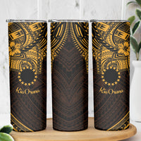 Kia Orana Cook Islands Skinny Tumbler Circle Stars With Floral Gold Pattern