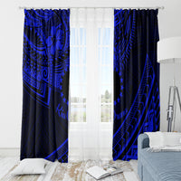 Kia Orana Cook Islands Window Curtain Circle Stars With Floral Navy Blue Pattern LT01 - Polynesian Pride