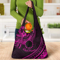 Kia Orana Cook Islands Grocery Bag Circle Stars With Floral Pink Pattern LT01 - Polynesian Pride