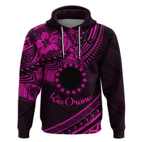 Kia Orana Cook Islands Zip Hoodie Circle Stars With Floral Pink Pattern LT01 Pullover Hoodie Pink - Polynesian Pride