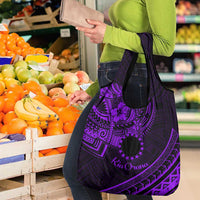 Kia Orana Cook Islands Grocery Bag Circle Stars With Floral Purple Pattern LT01 - Polynesian Pride