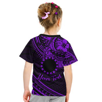 Kia Orana Cook Islands Kid T Shirt Circle Stars With Floral Purple Pattern LT01 - Polynesian Pride