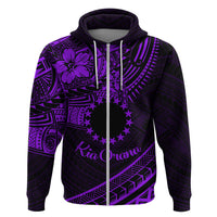 Kia Orana Cook Islands Zip Hoodie Circle Stars With Floral Purple Pattern LT01 Zip Hoodie Purple - Polynesian Pride