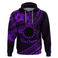 Kia Orana Cook Islands Zip Hoodie Circle Stars With Floral Purple Pattern LT01 Pullover Hoodie Purple - Polynesian Pride