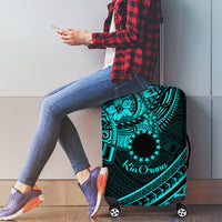 Kia Orana Cook Islands Luggage Cover Circle Stars With Floral Turquoise Pattern LT01 - Polynesian Pride