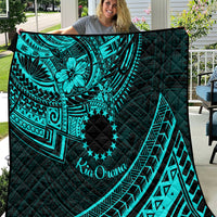 Kia Orana Cook Islands Quilt Circle Stars With Floral Turquoise Pattern LT01 Turquoise - Polynesian Pride