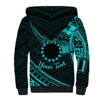 Kia Orana Cook Islands Sherpa Hoodie Circle Stars With Floral Turquoise Pattern LT01 - Polynesian Pride