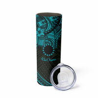 Kia Orana Cook Islands Skinny Tumbler Circle Stars With Floral Turquoise Pattern