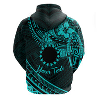 Kia Orana Cook Islands Zip Hoodie Circle Stars With Floral Turquoise Pattern LT01 - Polynesian Pride